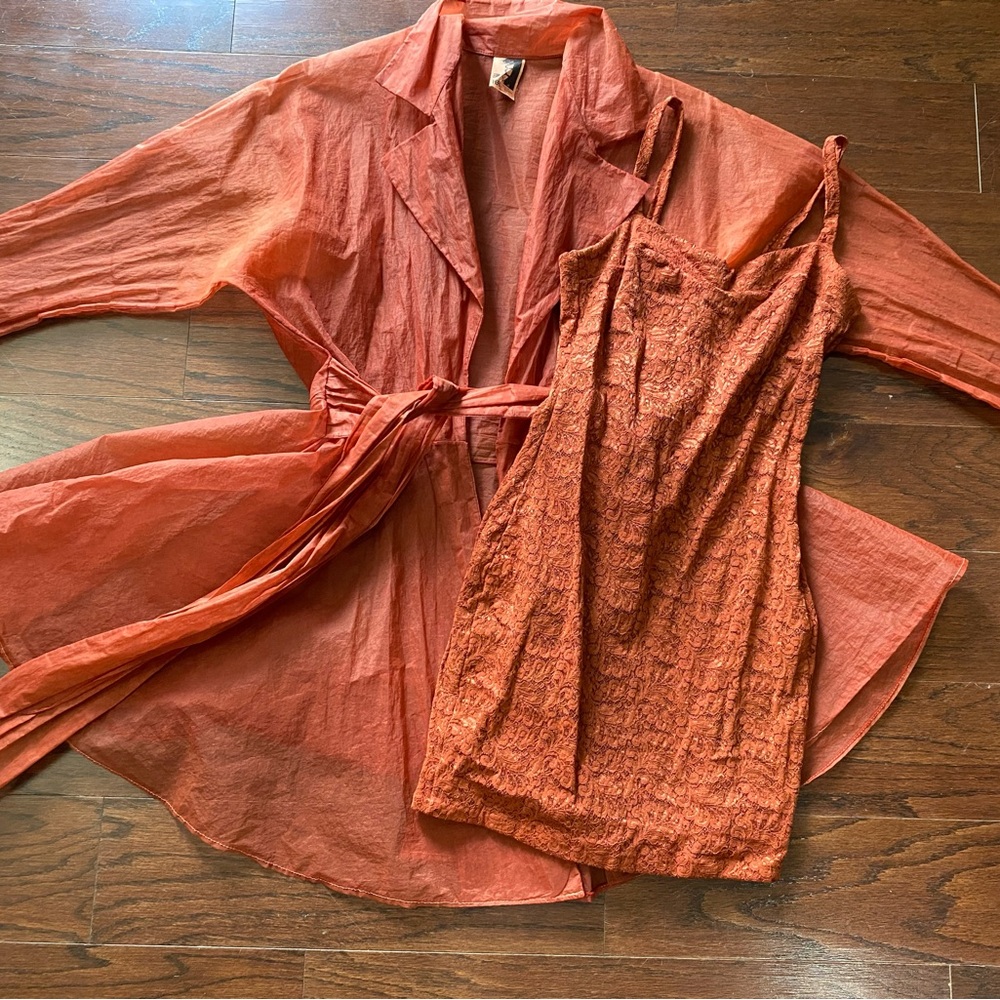 VINTAGE 80s COUTURE LACE BODY CON PUNK GOTH DRESS S With Sheer Jacket USA
